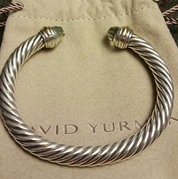 David Yurman Prasiolite SS/14k Gold Cuff - Picture 2 of 7